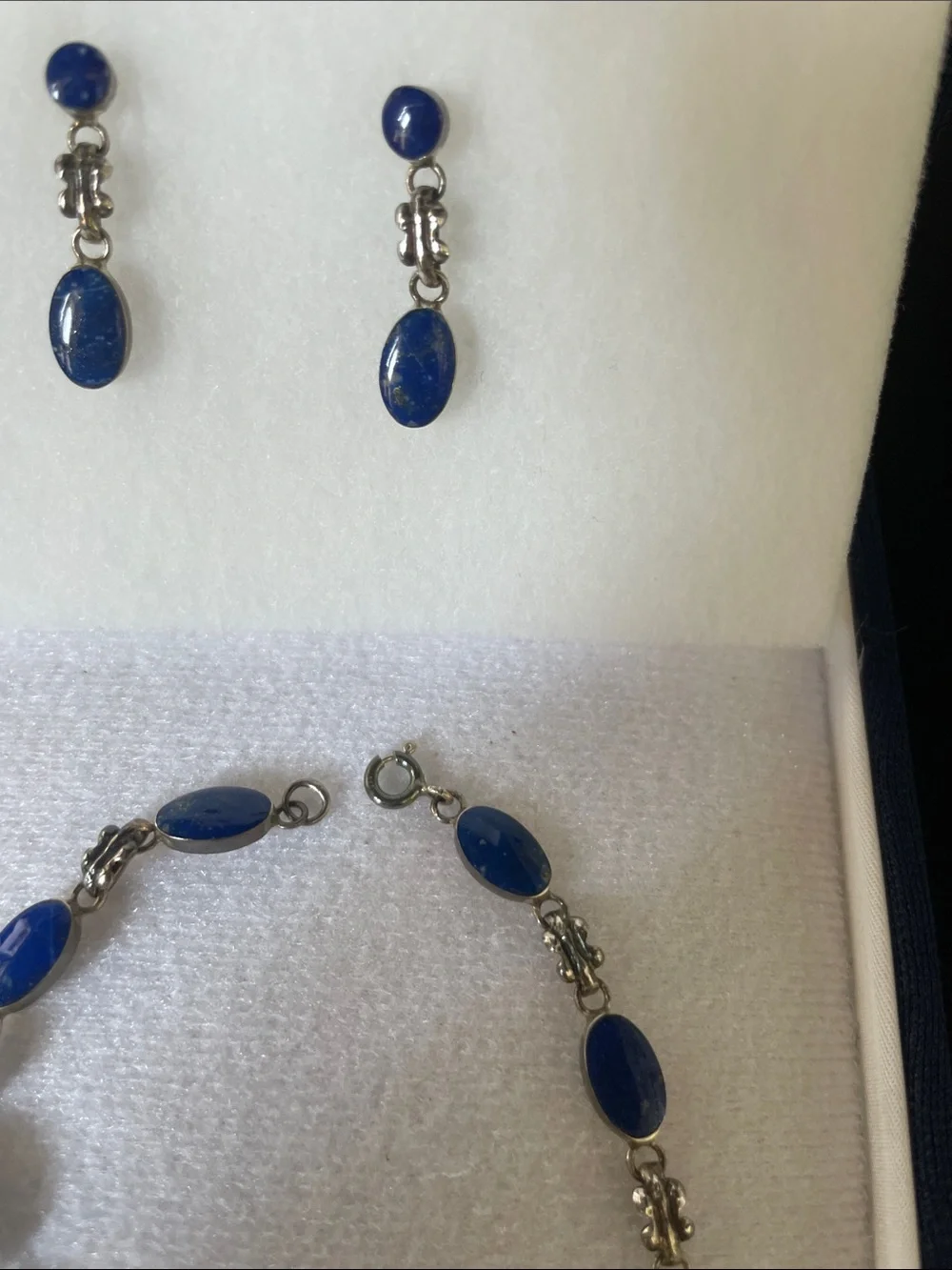 Blue Lapis lazuli Bracelet and Earrings Set